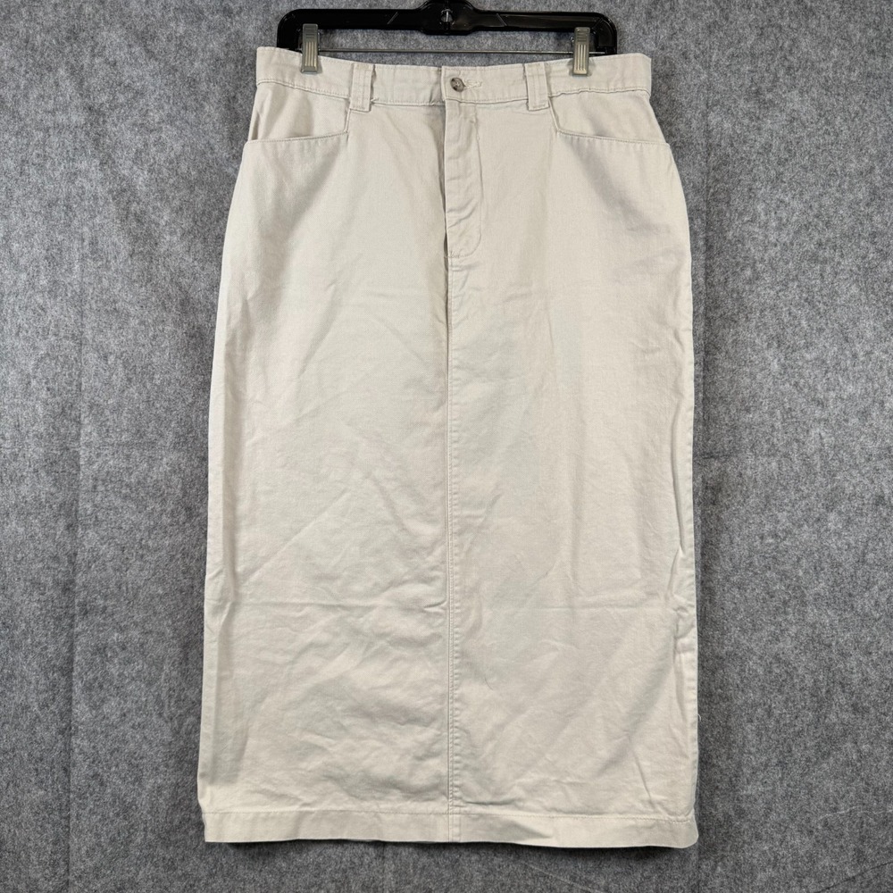 VTG Lee Khaki Skirt Womens 14 Petite Pencil 80s 90s Classic Denim Pencil Midi